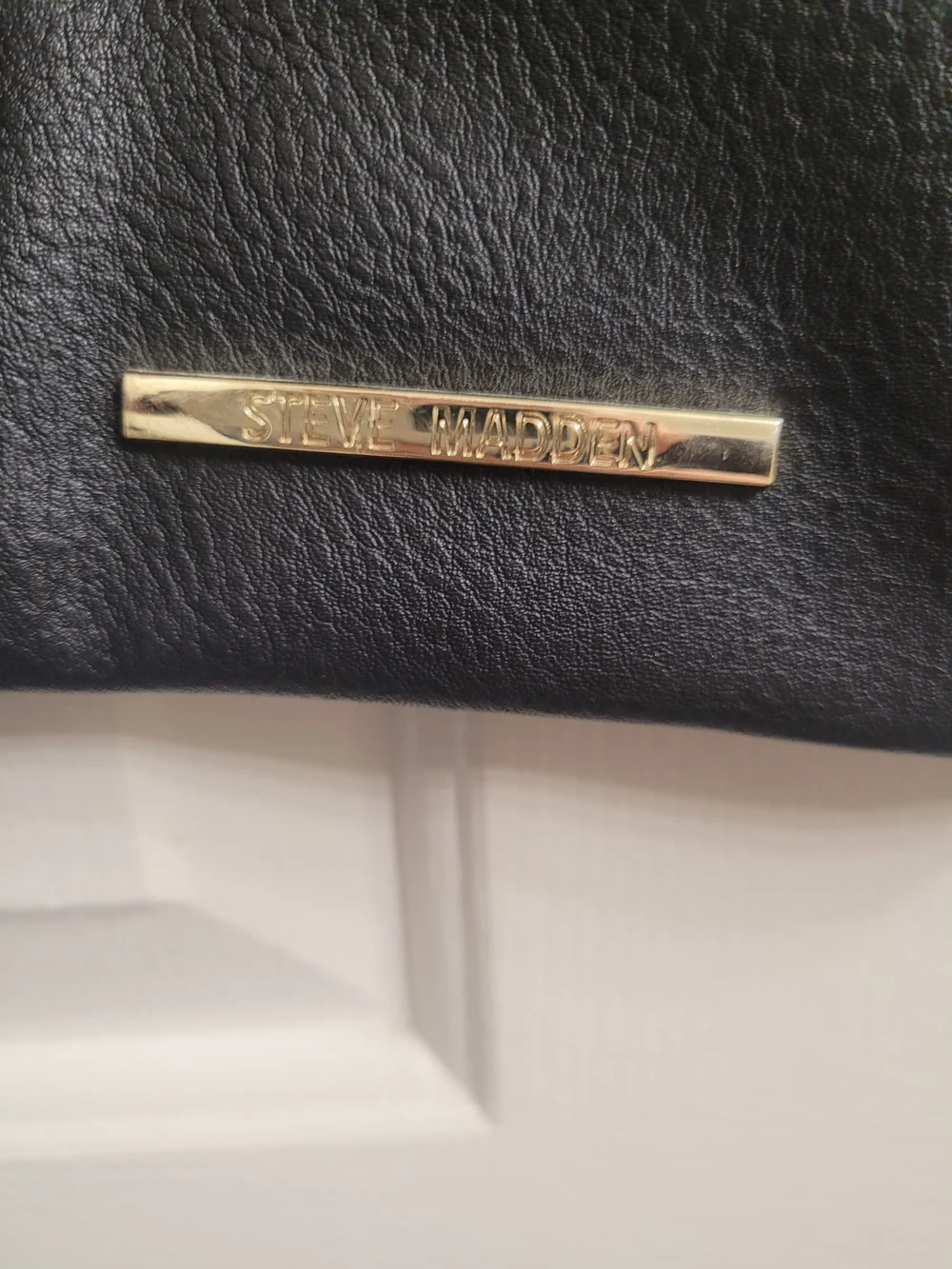 Stve Madden Black Leather Crossbody Bag with Gold Hardware